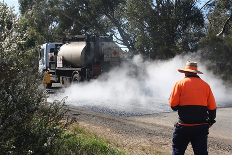 File shot - Timboon-Curdievale Road primer spraying pavement.jpg