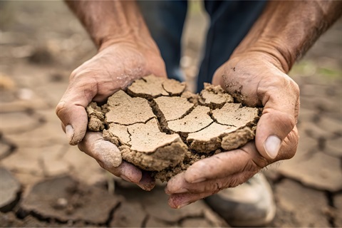 Generic drought image - close-up of a farmers hands holding dry soil.jpg