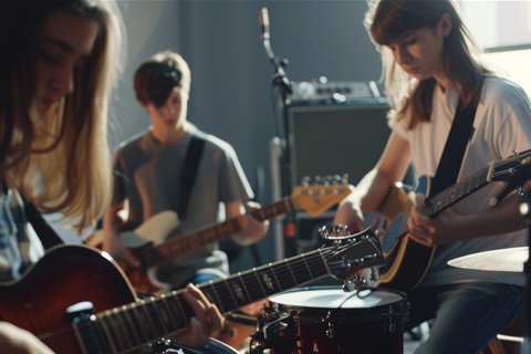Teenage musicians jamming.jpg